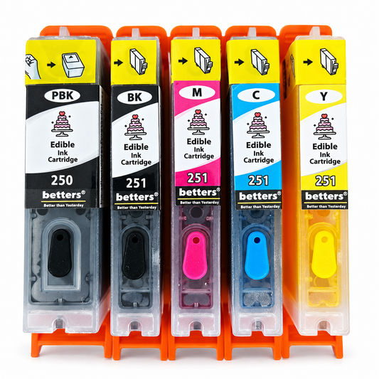 Betters® Edible Ink Cartridges for Canon PGI-250XXL CLI-251XXL – Food-Safe Cake & Cookie, cupcake Ink