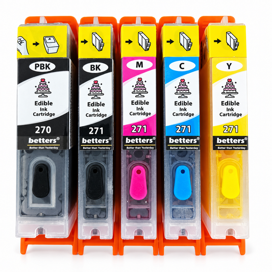 Betters® Edible Ink Cartridges for Canon PGI-270XXL CLI-271XXL – Food-Safe Cake & Cookie, cupcake Ink