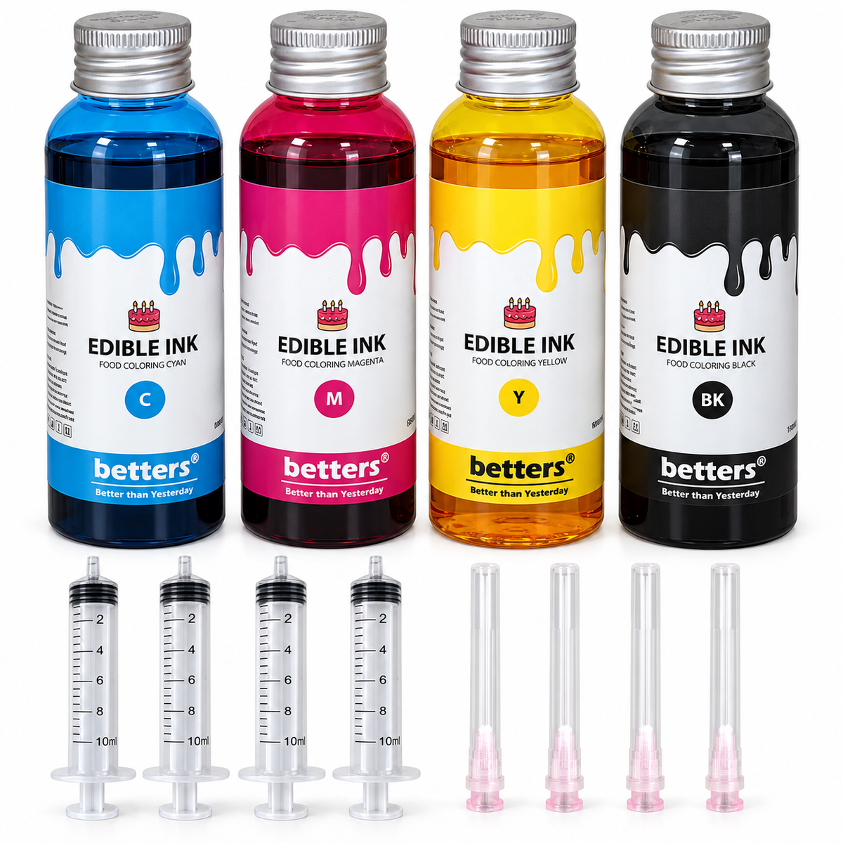 Edible Ink Refill Set with tools – Food Grade Ink for Cake, Frosting Sheets & Wafer Paper