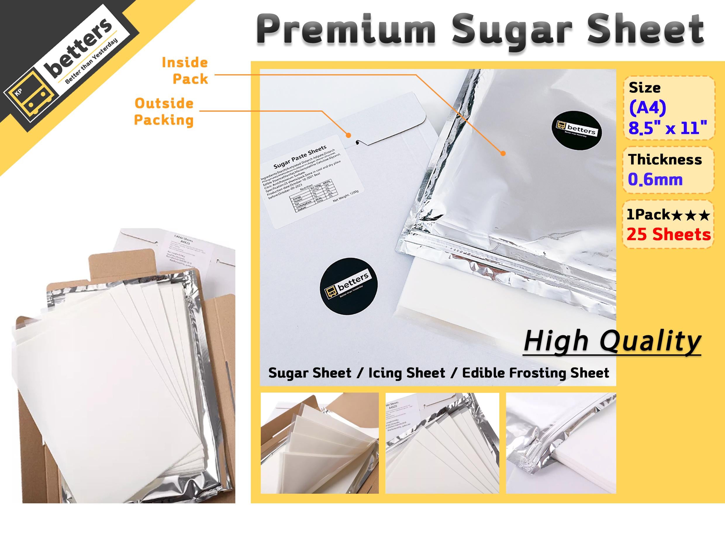 Betters Premium Frosting sugar sheet, 25 counts