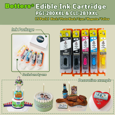 Betters premium edible ink cartridge for Canon, PGI 280 CLI 281 XXL