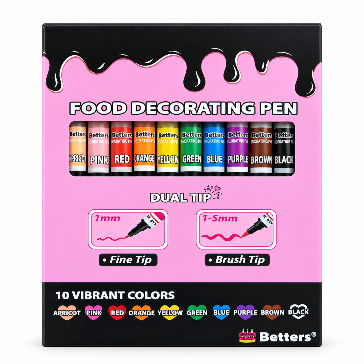 Betters Dual-Tip edible food markers for baking 10pc