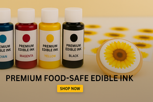 Bottles of premium food-safe edible ink