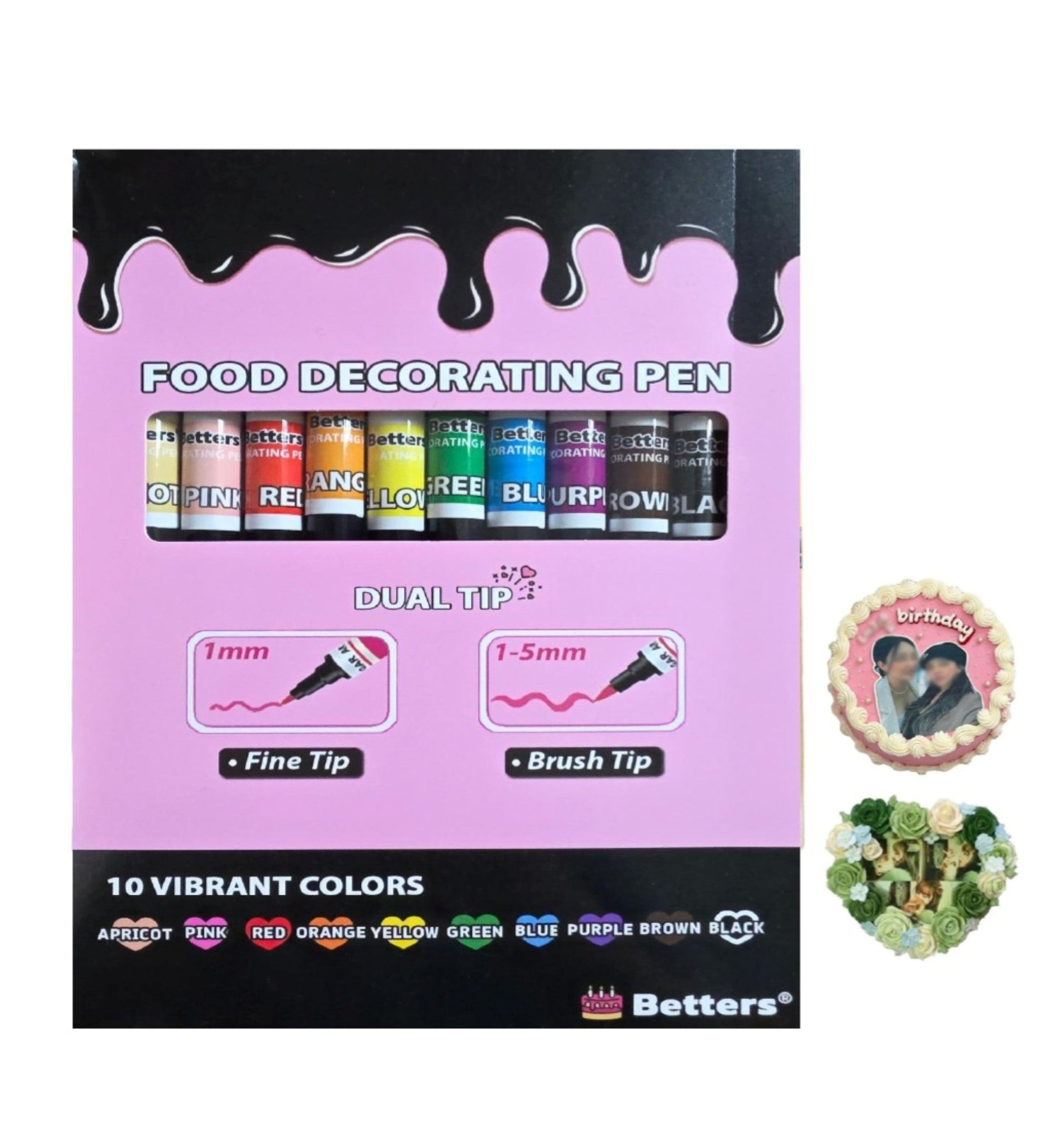 Betters Dual-Tip edible food markers for baking 10pc