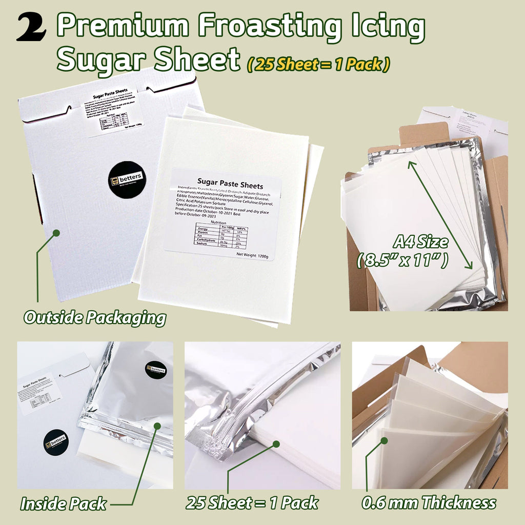 betters 25 count frosting sugar sheets, A4 size