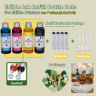 betters edible ink refill with 4 bottles with tools for edible printers