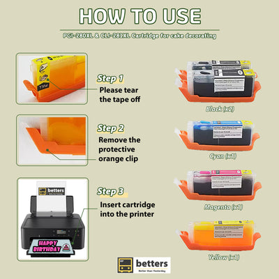 betters printer bundle with how to use for edible ink cartridge